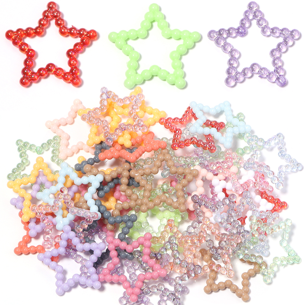 Phone Accessories Chain - 30pcs/lot 33mm Acrylic Hollow Star Beads