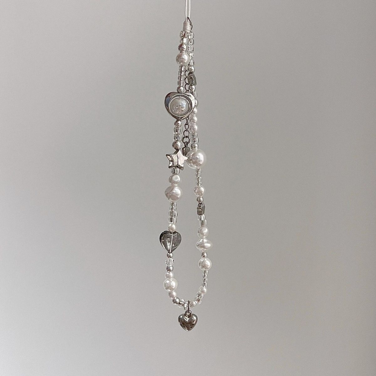 Phone Accessories Chain - Premium Silver Star Pearl Phone Case