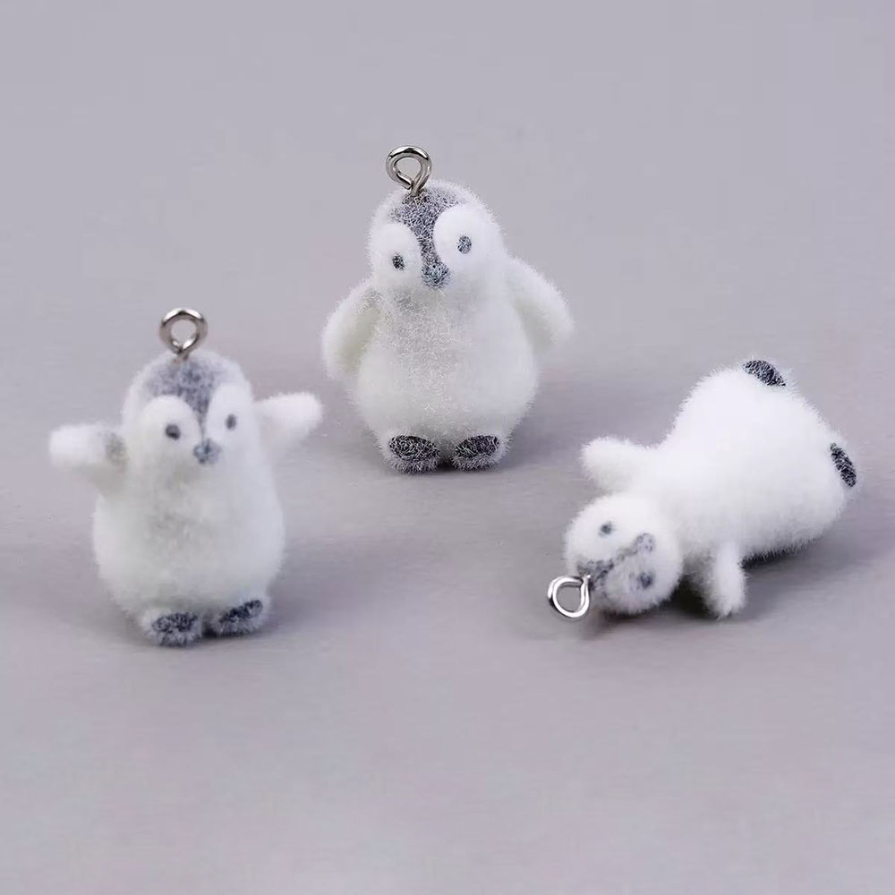 Phone Accessories Chain - 5pcs Flocking Small Penguin Resin Charms