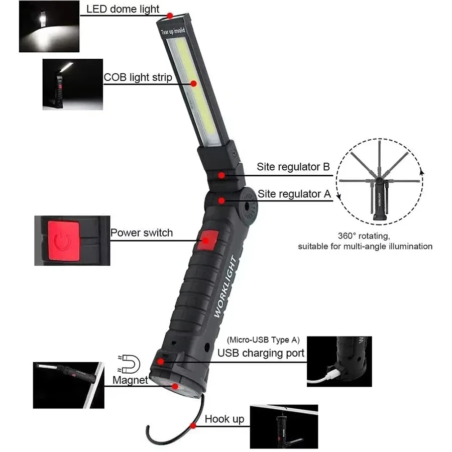 New Portable COB LED Flashligh – Type C Adapter Bewertung und Preis